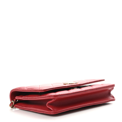 Chanel Lambskin Quilted Crystal Pearl CC Wallet On Chain WOC Burgundy 3 of 11
