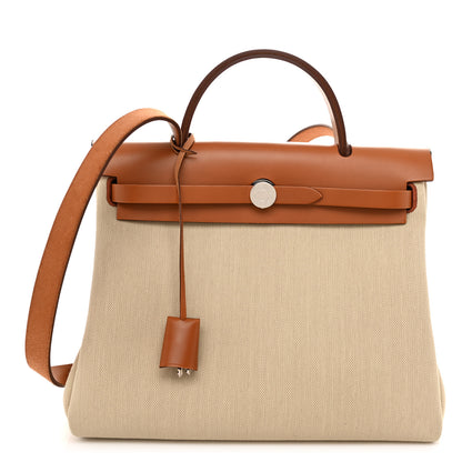 Hermes Vache Hunter Toile Herbag Zip 31 PM Trench Gold 1 of 12