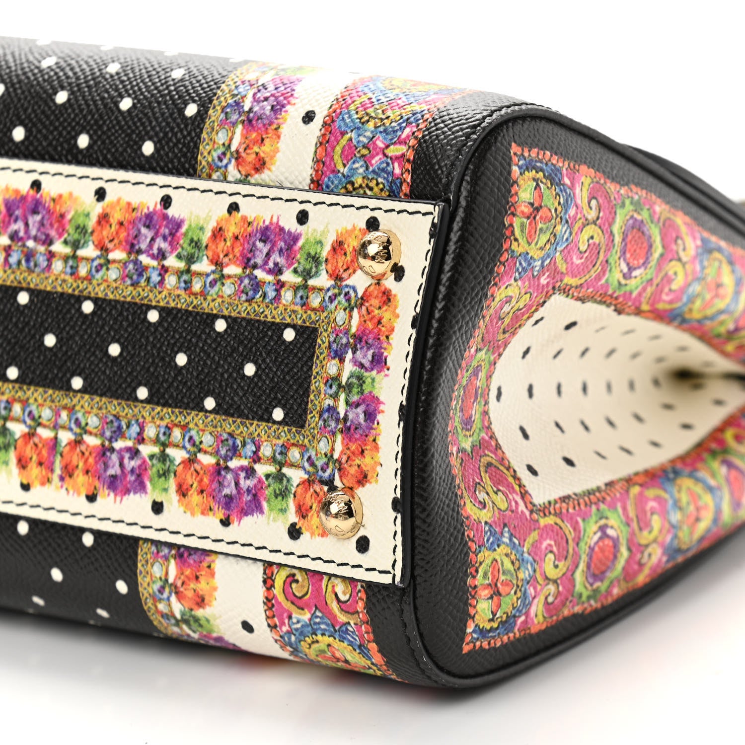 Dolce & Gabbana Dauphine Fan Foulard Medium Miss Sicily Satchel Black Multicolor 9 of 17