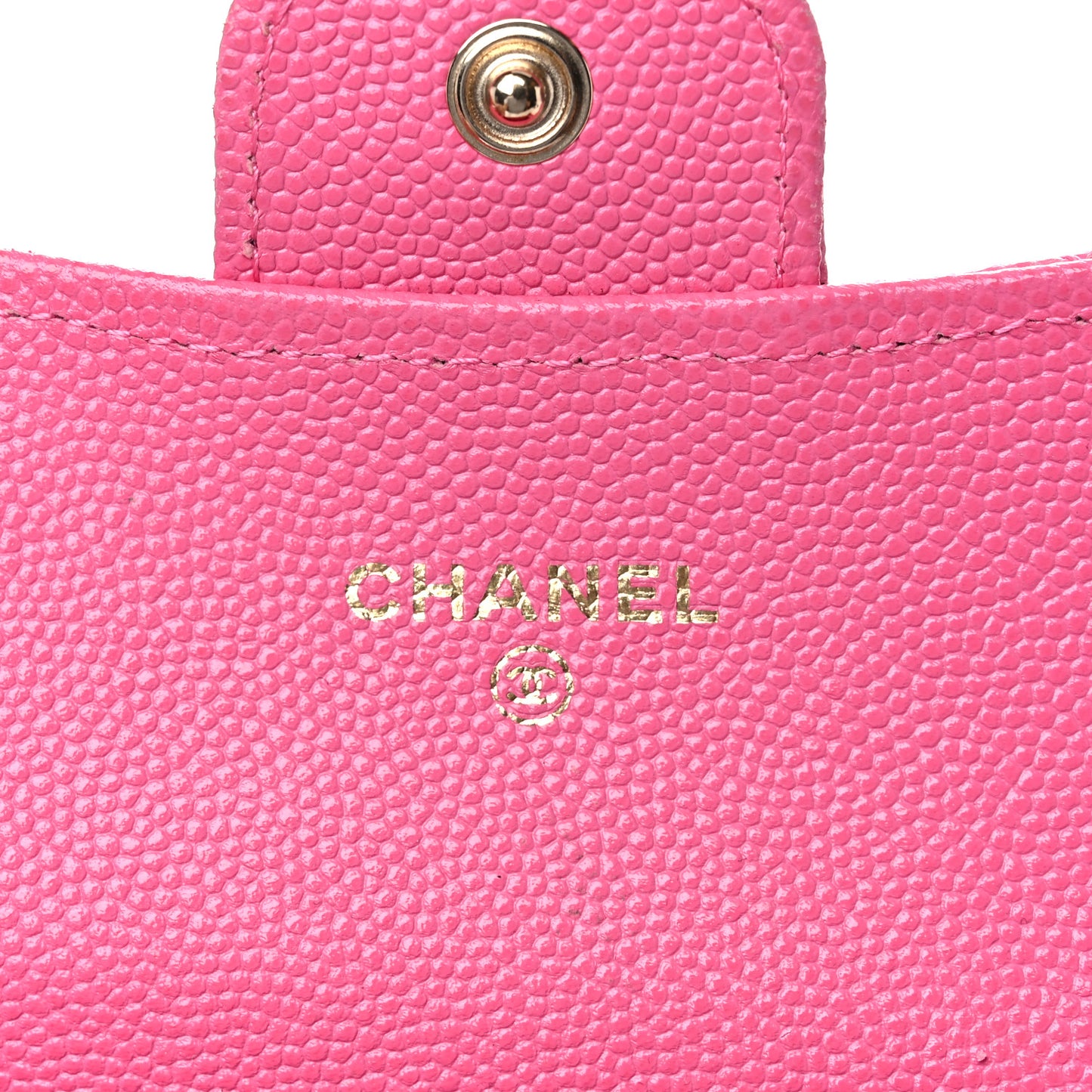 Caviar Quilted Flap Card Holder Wallet Pink