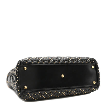 Christian Dior Calfskin Cannage Studded Large Supple Lady Dior  Black 4 of 10