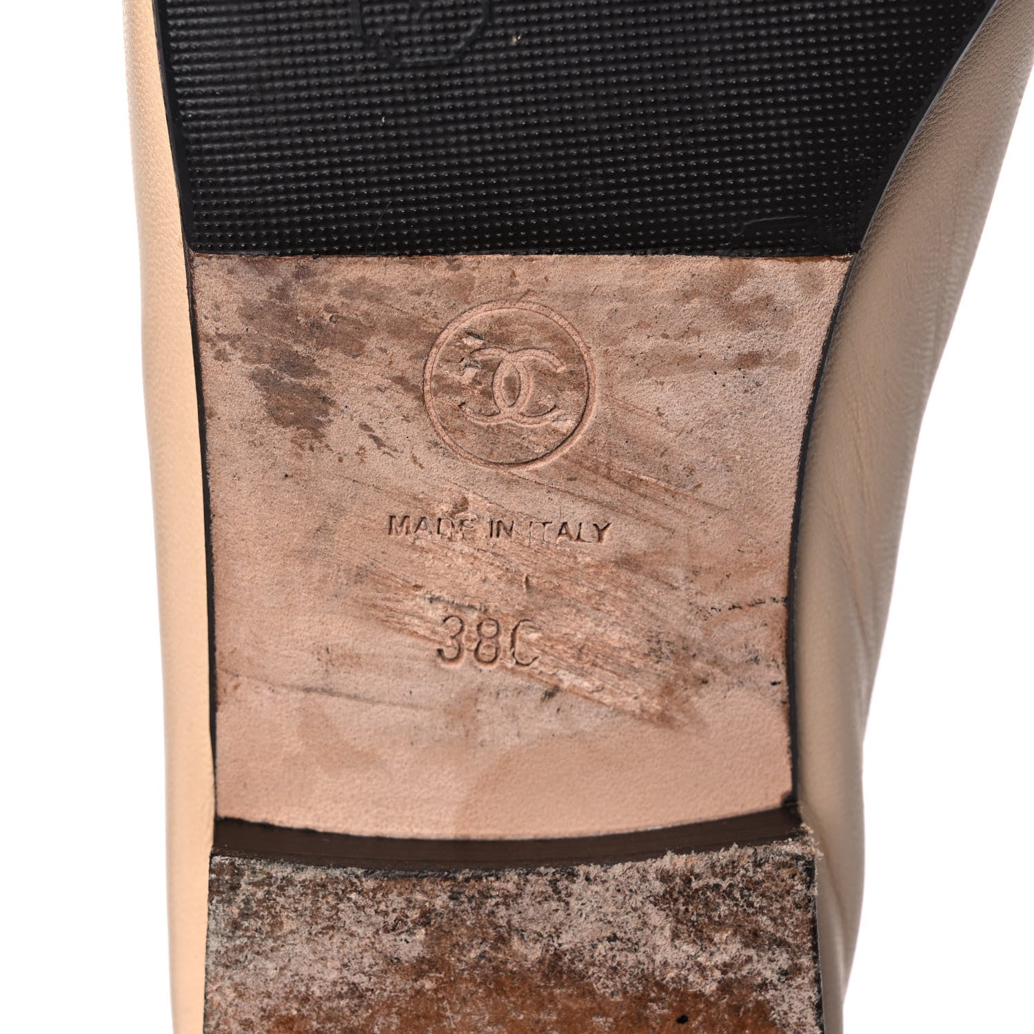 Chanel Lambskin Cap Toe Ballerina Flats 38 Beige Black 6 of 15