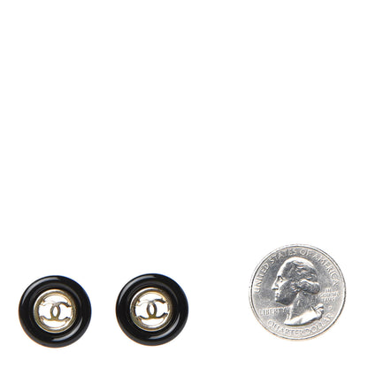Chanel Resin CC Earrings Gold Black 2 of 5