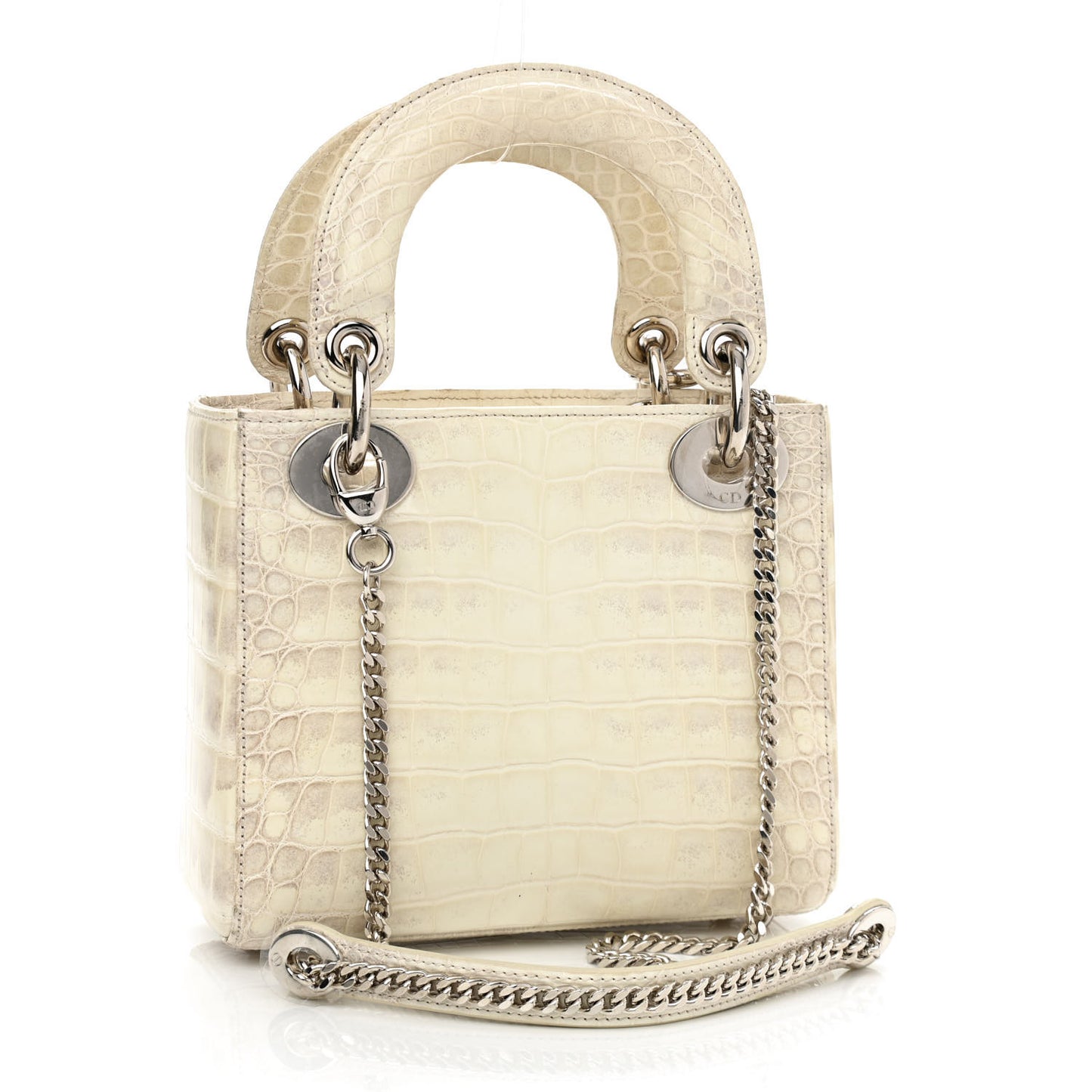 Alligator Mini Lady Dior Off White