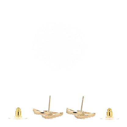 Chanel Pearl Crystal CC Stud Earrings Gold 3 of 4