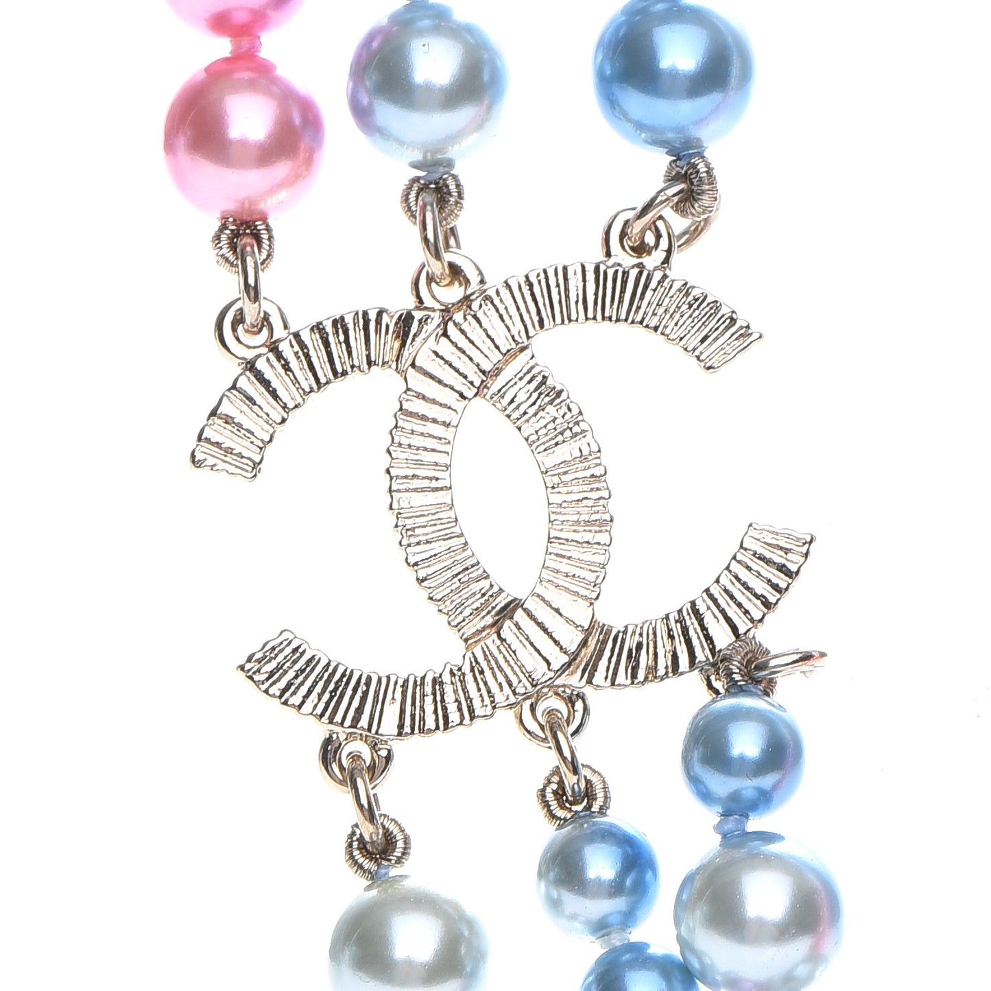 Pearl CC Multi Strand Necklace Gold Pink Fuchsia Blue