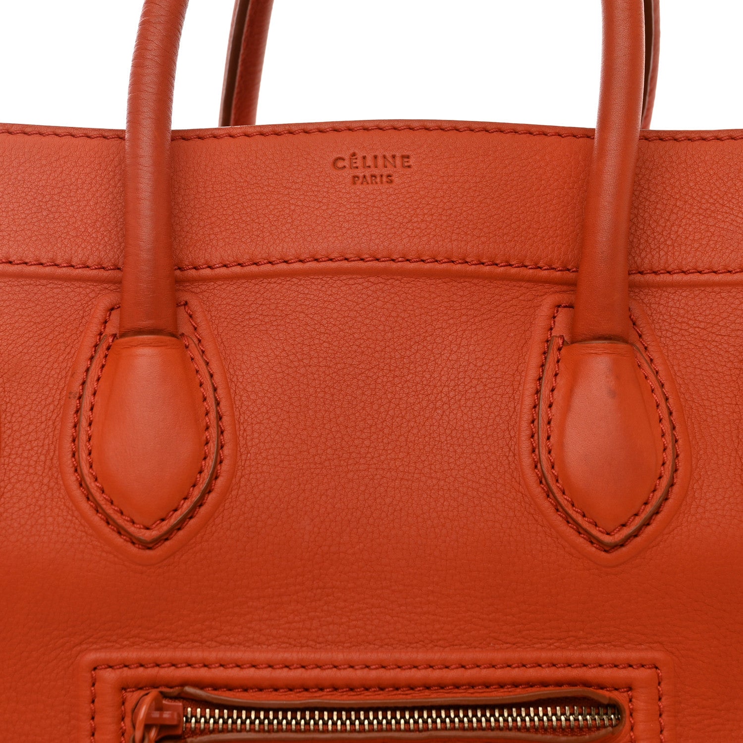 Celine Grained Calfskin Medium Phantom Luggage Burnt Orange 8 of 10