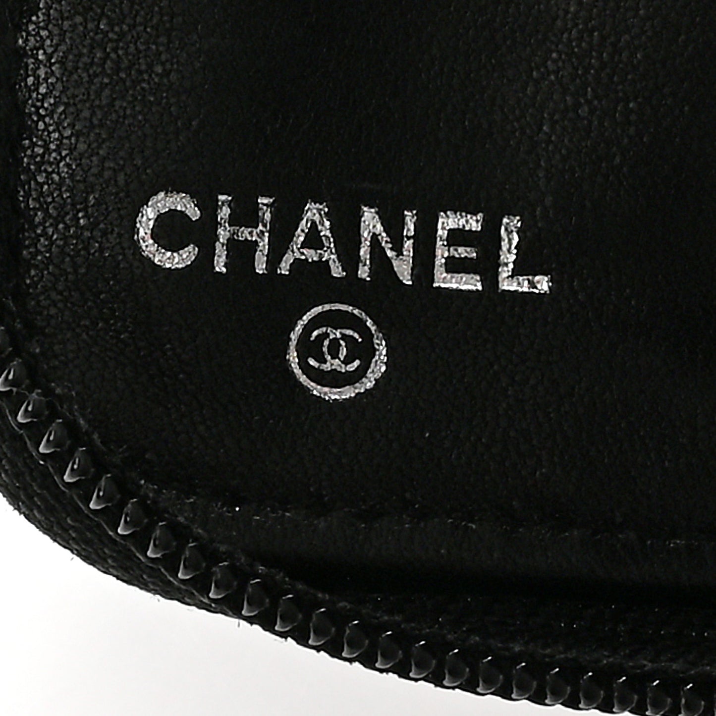 Lambskin Camellia Embossed Zip Around Organizer Wallet Black