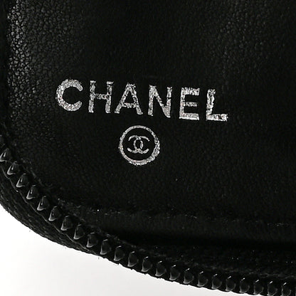 Chanel Lambskin Camellia Embossed Zip Around Organizer Wallet Black 7 of 16