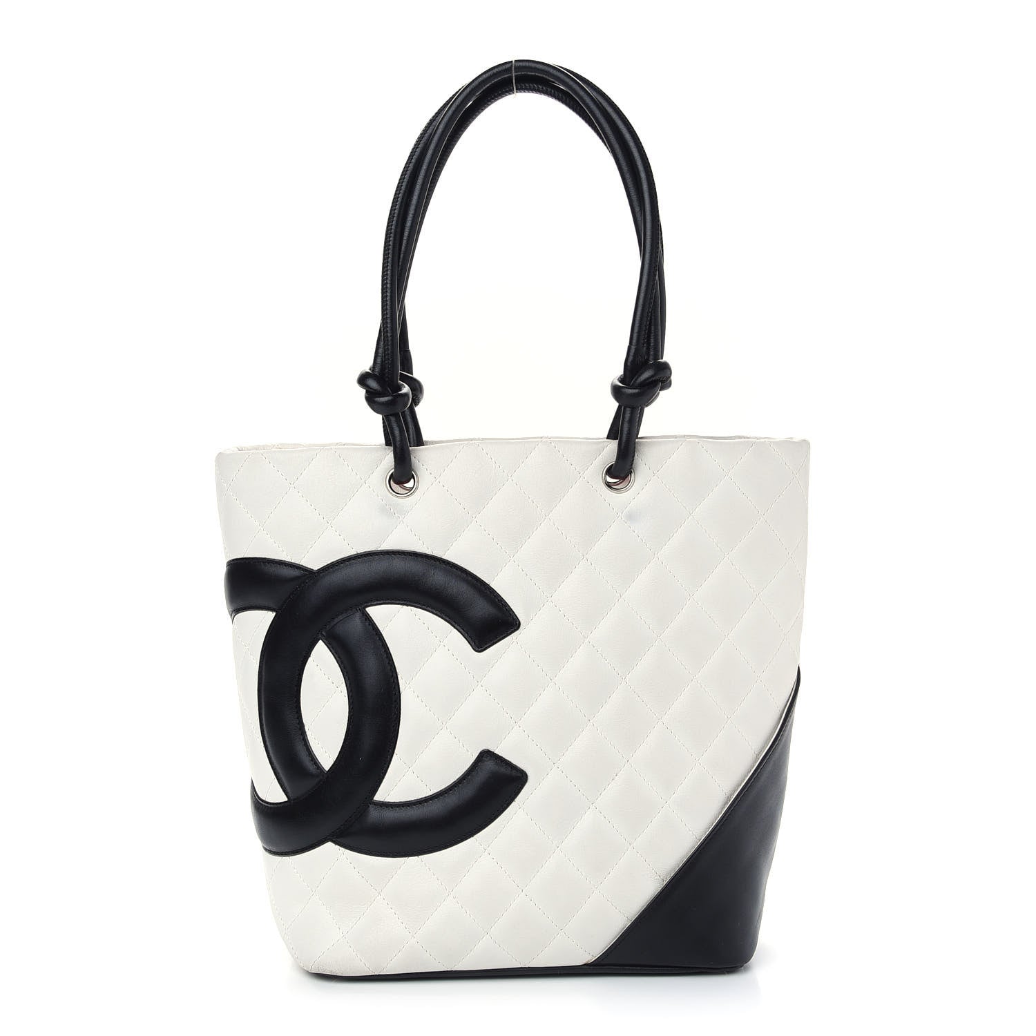 Chanel Calfskin Quilted Medium Cambon Tote White Black 1 of 8