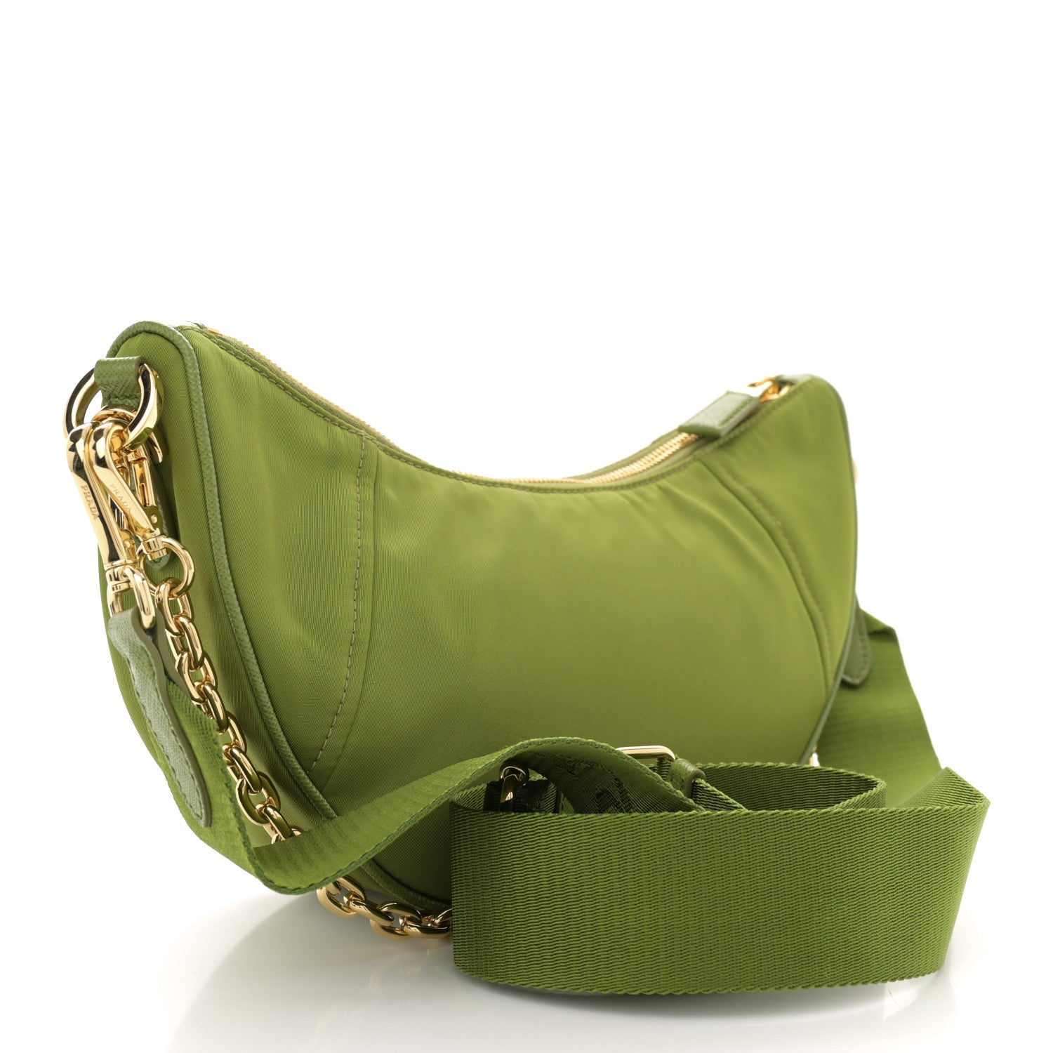 Prada Re-Nylon Demi-lune Shoulder Bag Ivy Green 2 of 10