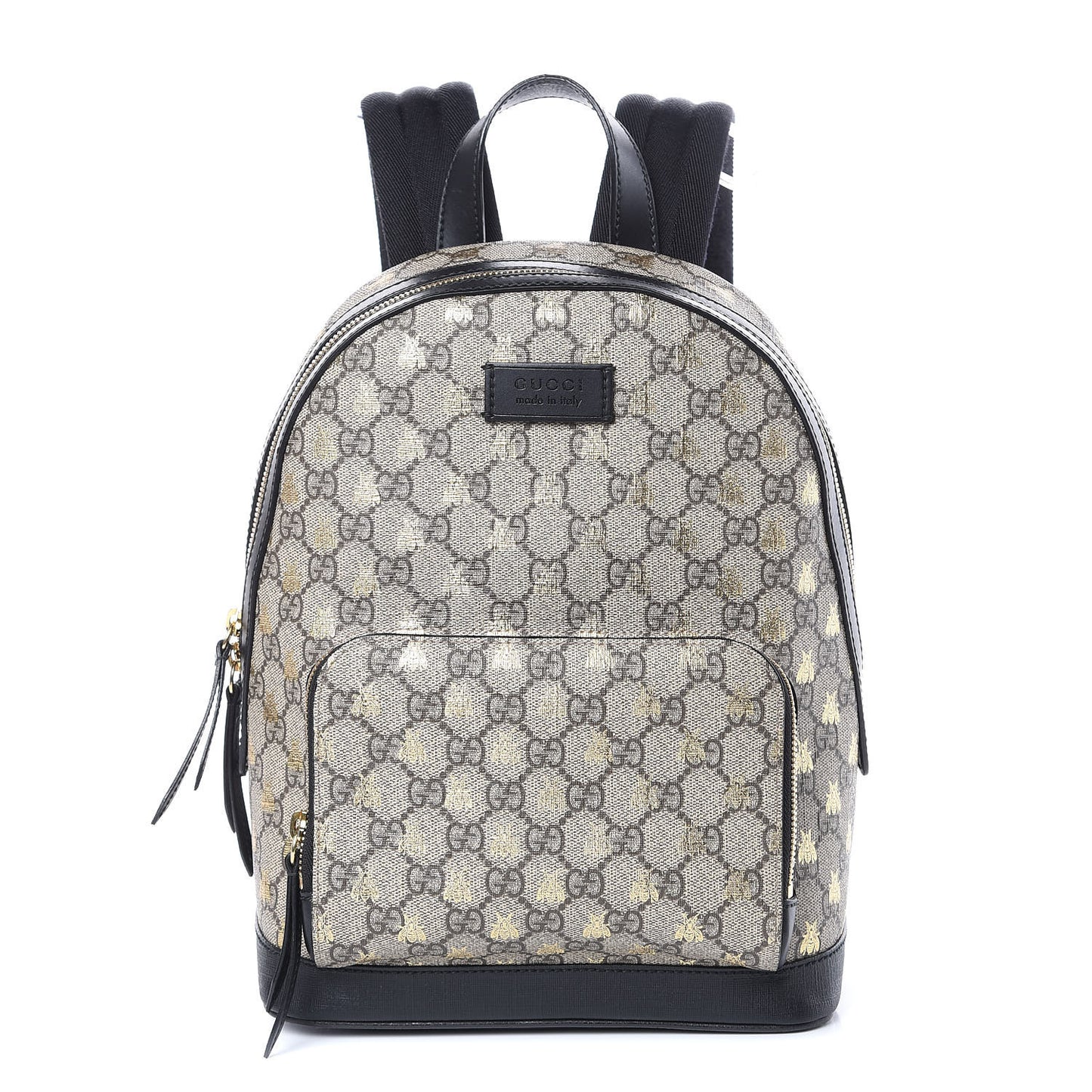 GG Supreme Monogram Bees Print Small Day Backpack Beige Oro Black