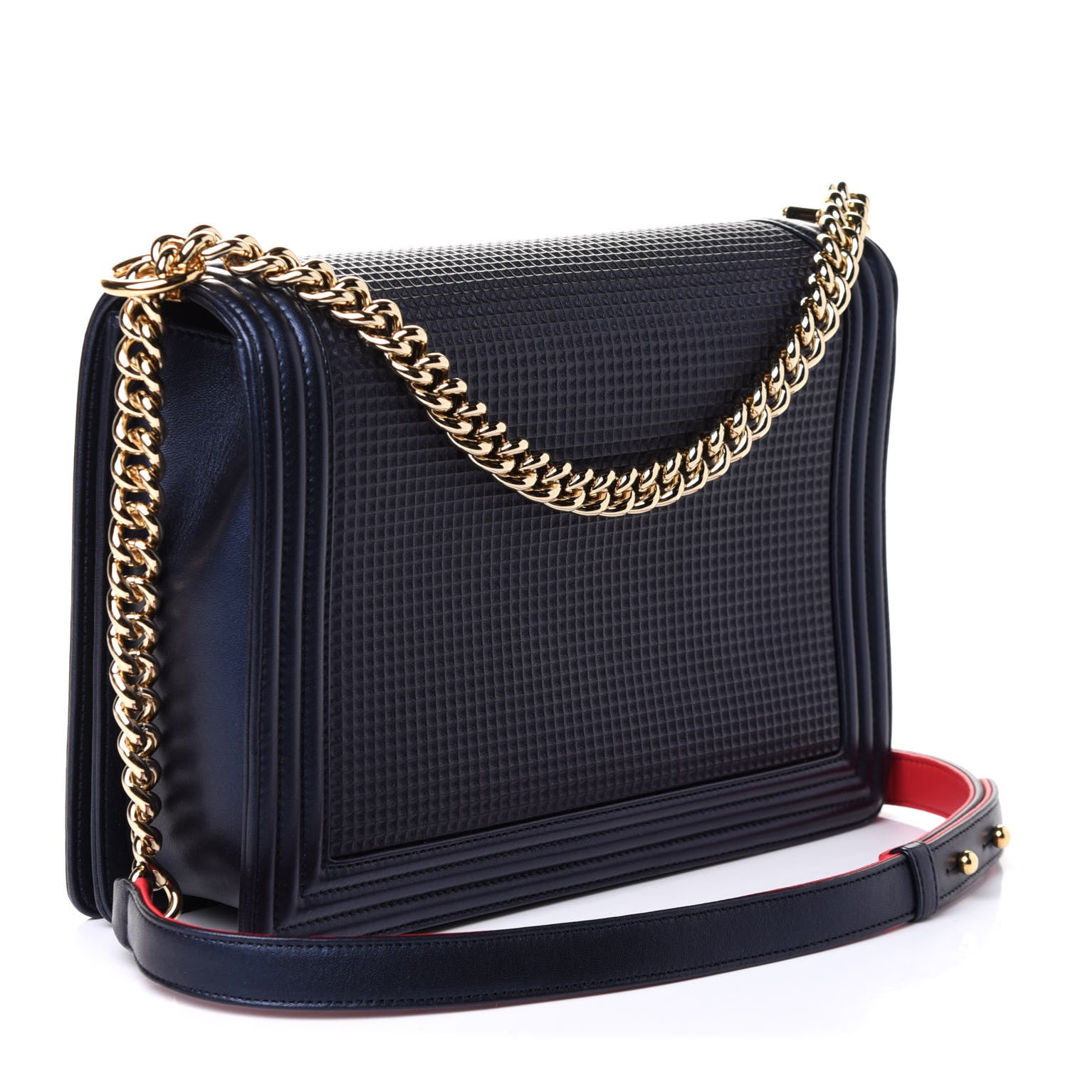 Chanel Lambskin Embossed New Medium Boy Cube Flap Navy 2 of 5