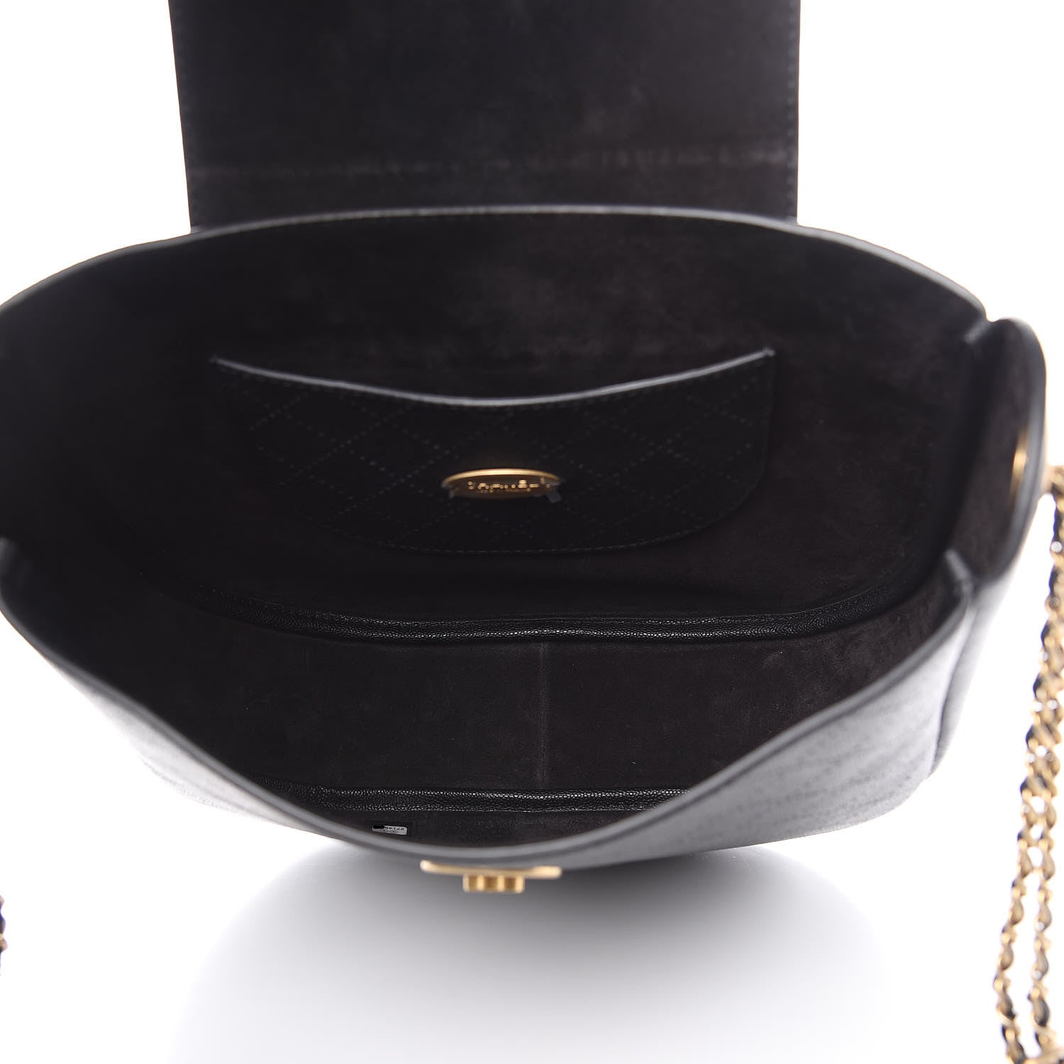 Chanel Grained Calfskin Perforated Small Flap Hobo Black 5 of 10