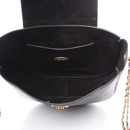 Chanel Grained Calfskin Perforated Small Flap Hobo Black 5 of 10