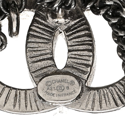 Chanel Crystal Chain CC Earrings Silver 4 of 4