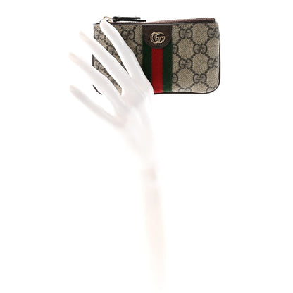 Gucci GG Supreme Monogram Web Ophidia Zip Key Pouch Brown 2 of 8