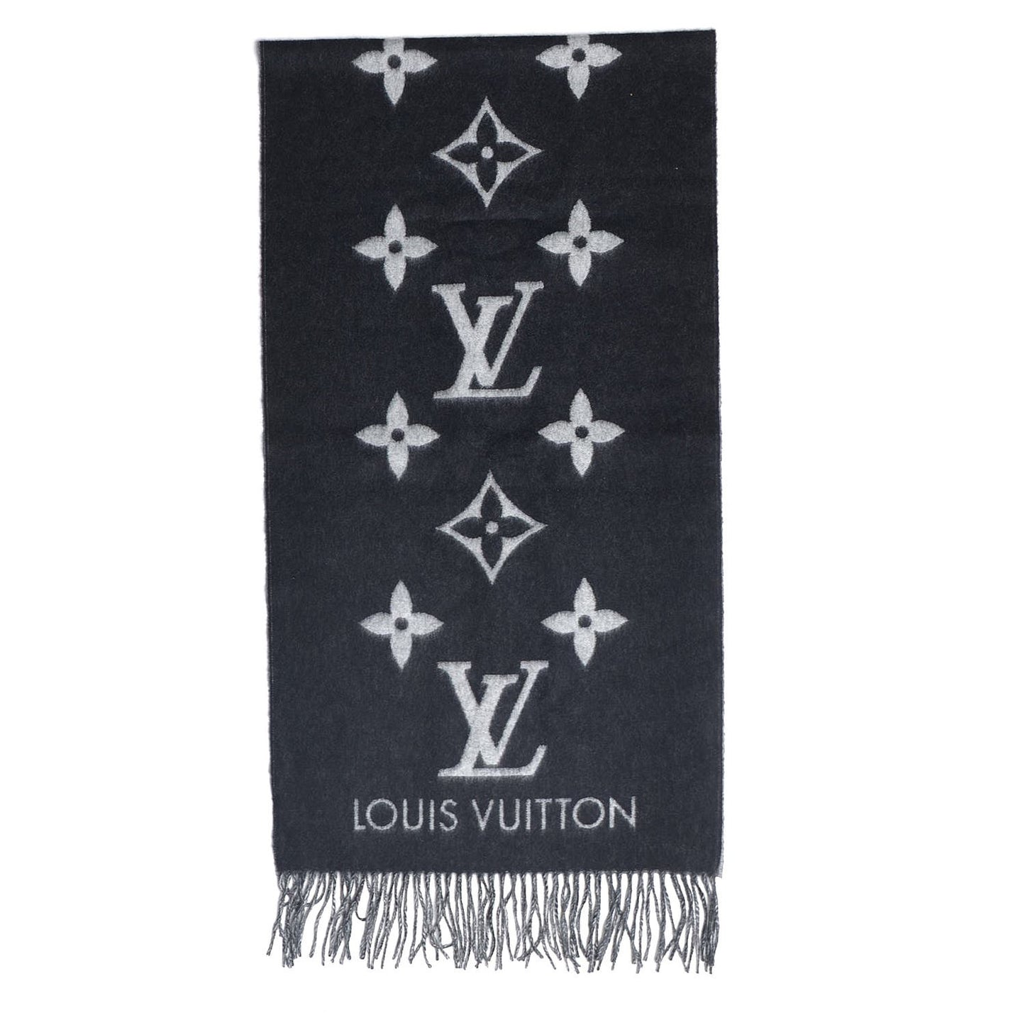 Cashmere Monogram Reykjavik Scarf Black