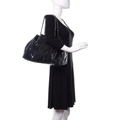 Chanel Vinyl Lipstick Ligne Accordion Tote Black 2 of 14
