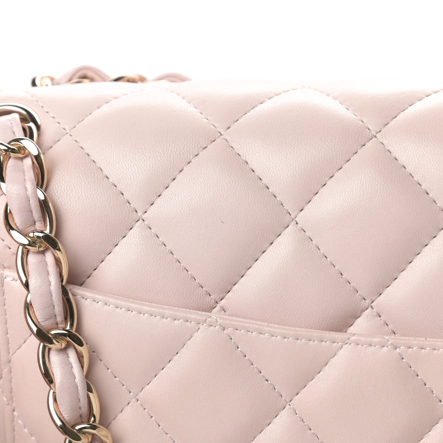 Lambskin Quilted Jumbo Double Flap Light Pink