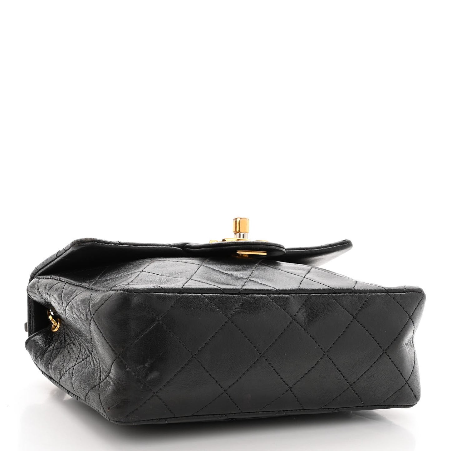 Lambskin Quilted Mini Square Flap Black