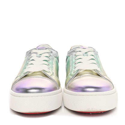 Christian Louboutin Metallic Calfskin Flat Sneakers 37 White Multicolor 3 of 9