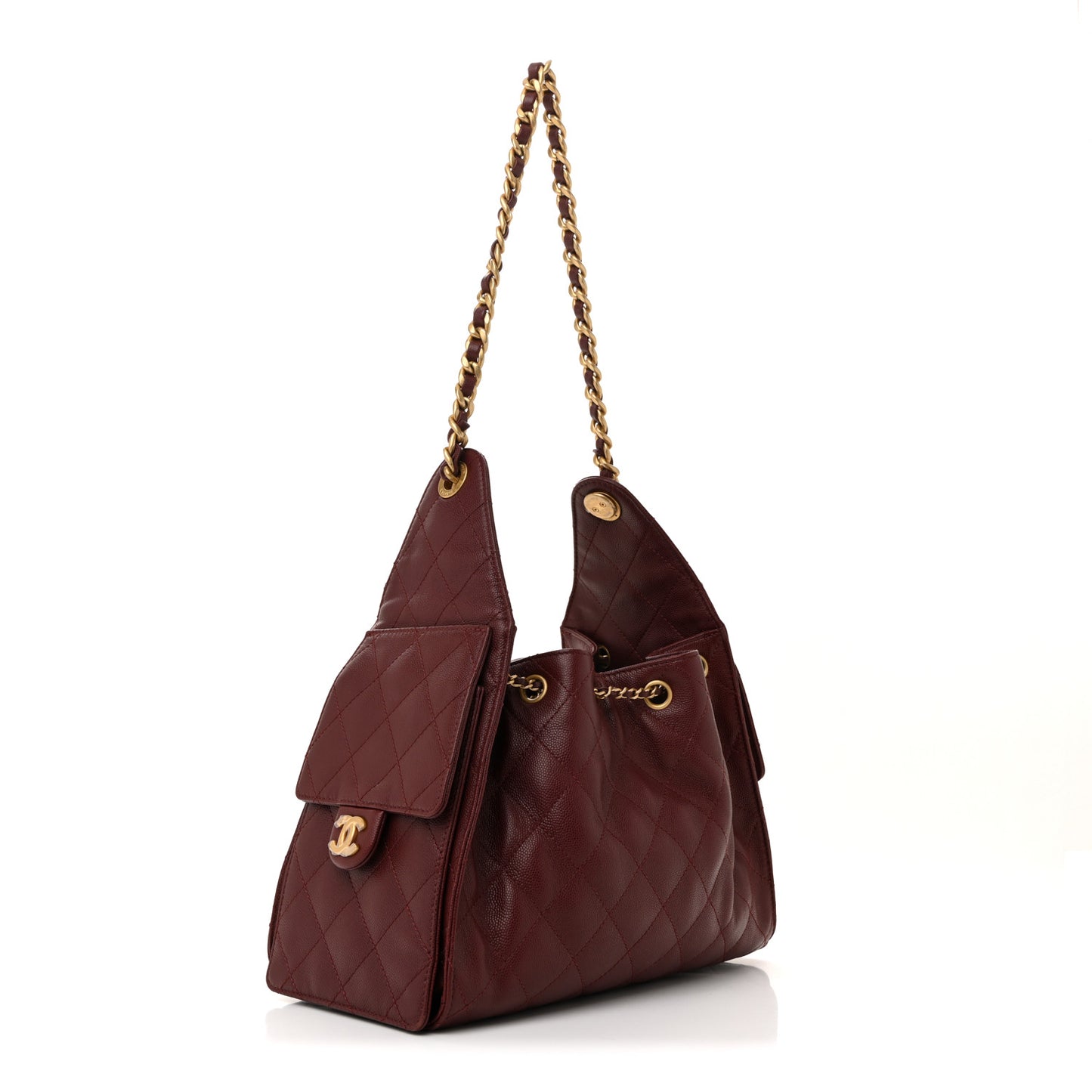 Caviar Quilted Small Chanel 25 Handbag Burgundy