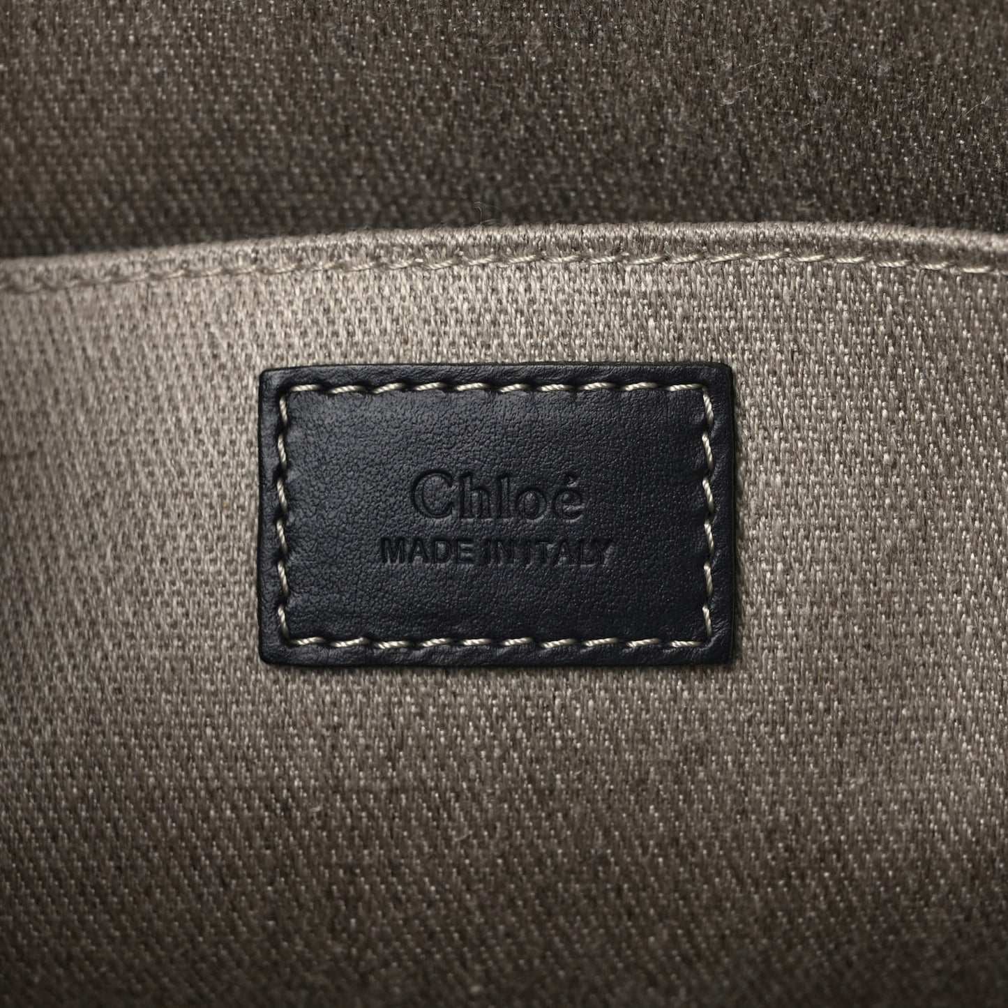 Linen Calfskin Medium Woody Ribbon Tote Black Blue