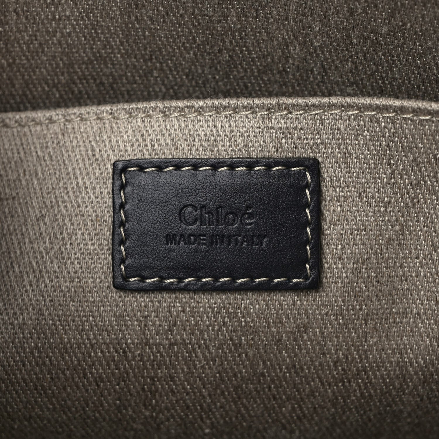 Chloe Linen Calfskin Medium Woody Ribbon Tote Black Blue 6 of 9