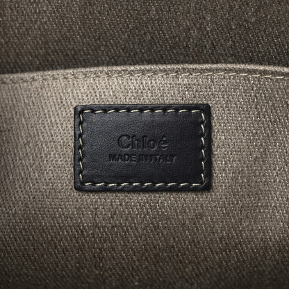 Chloe Linen Calfskin Medium Woody Ribbon Tote Black Blue 6 of 9