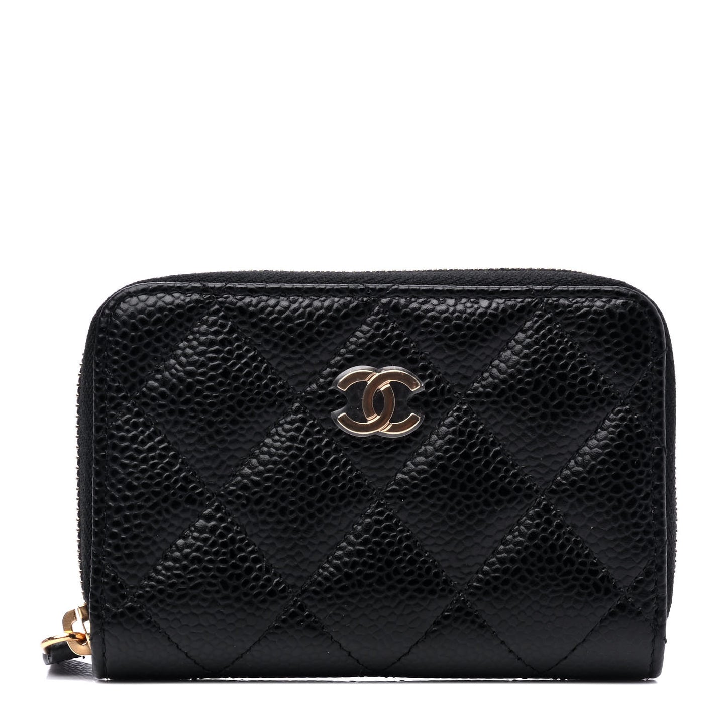 Caviar Quilted Zip Coin Purse Black