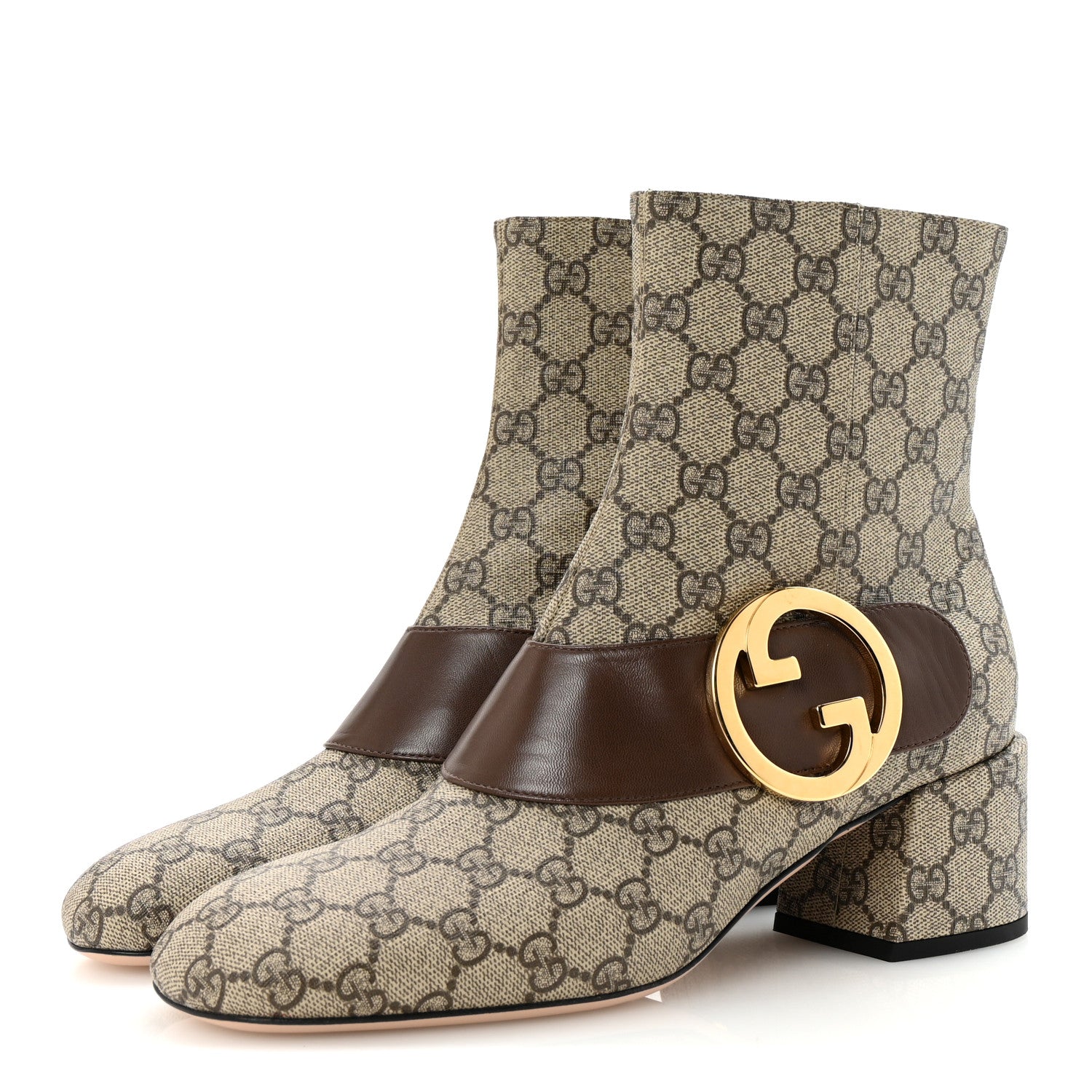Gucci GG Supreme Monogram Malaga Kid Blondie 55mm Ankle Boots 41 Beige Ebony New Acero 4 of 10