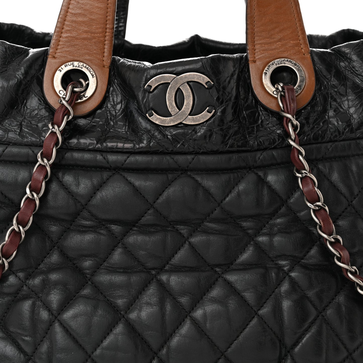 Iridescent Calfskin In The Mix Tote Black