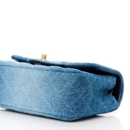 Chanel Washed Denim Quilted Mini Rectangular Flap Blue 11 of 12