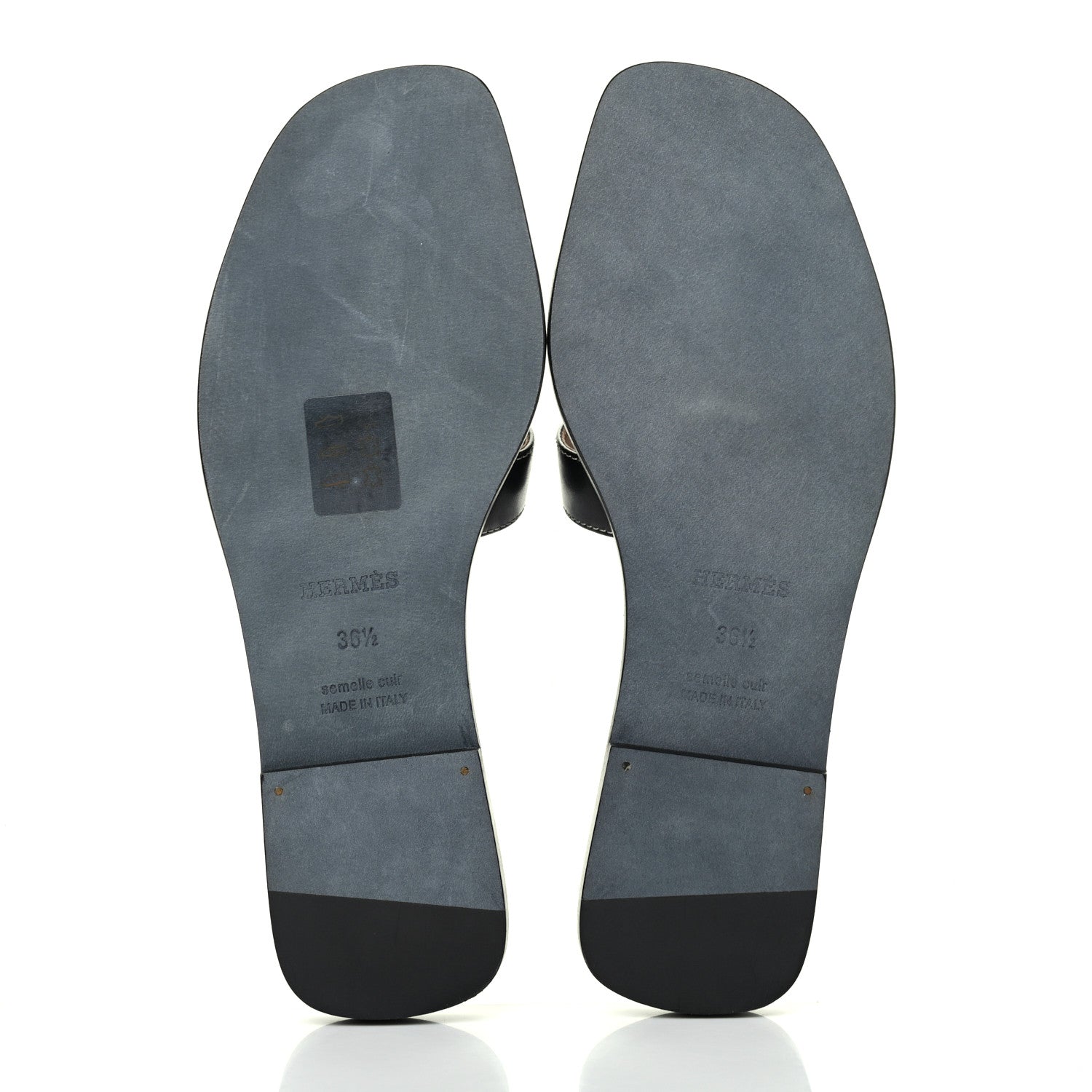 Hermes Box Calfskin Oran Sandals 36.5 Black 5 of 12