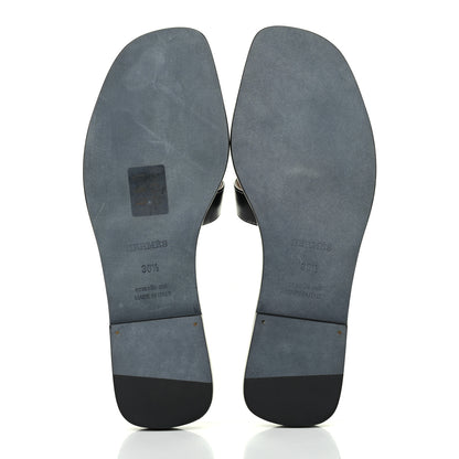 Hermes Box Calfskin Oran Sandals 36.5 Black 5 of 12