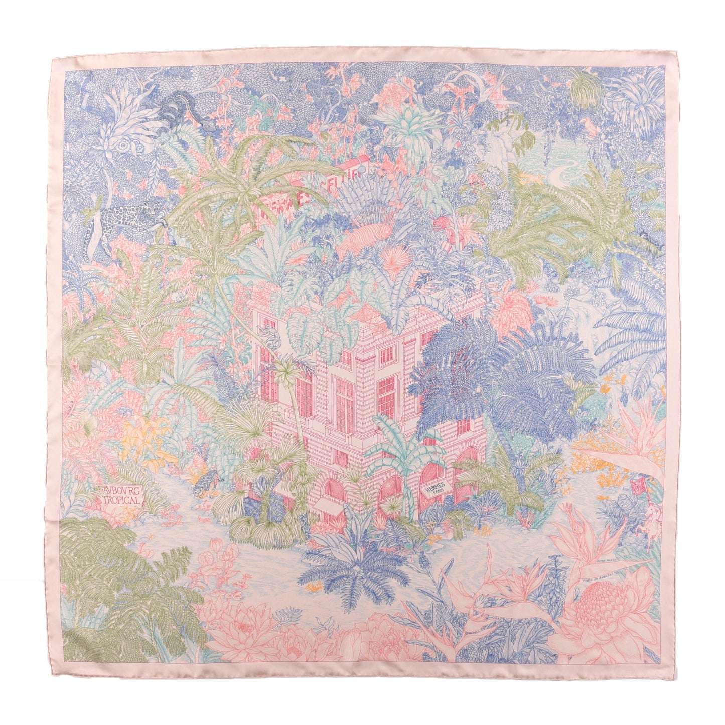 Silk Faubourg Tropical Scarf 90 Rose The Bleu Jean