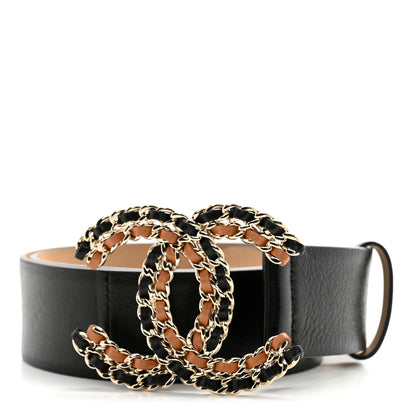 Chanel Calfskin CC Chain Belt 80 32 Black Gold 1 of 8