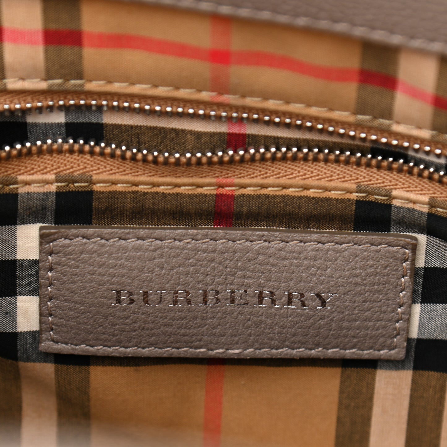 Derby Calfskin House Check Small Banner Tote Pale Taupe