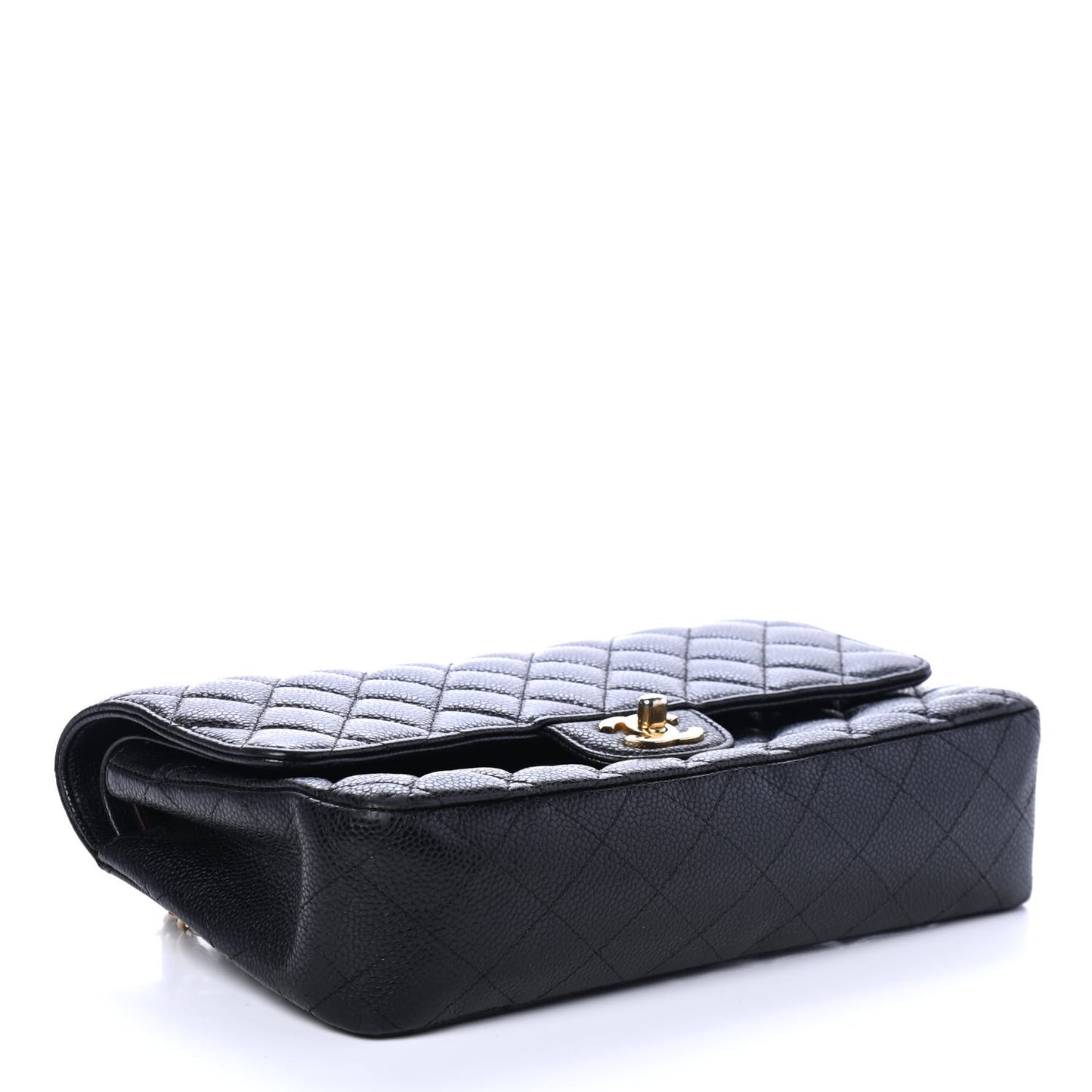 Caviar Quilted Medium Double Flap Black
