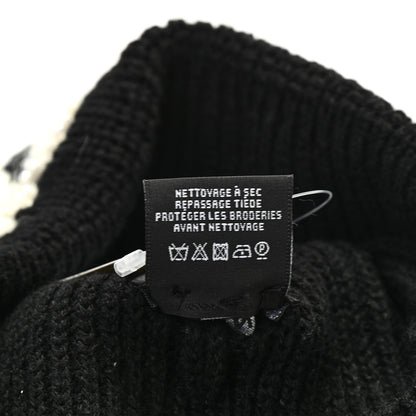 Chanel Cashmere Embroidered Beanie Hat Black White 5 of 5