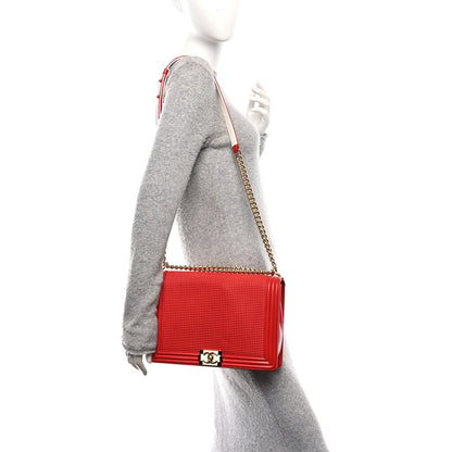 Chanel Lambskin Embossed New Medium Boy Cube Flap Red 2 of 11