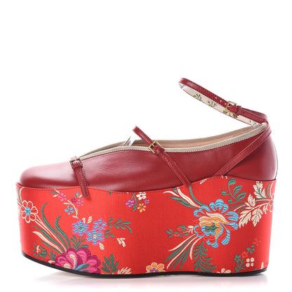 Gucci Malaga Kid Silk Hannelore Detachable Platform Slide 40 Hibiscus Red 1 of 10