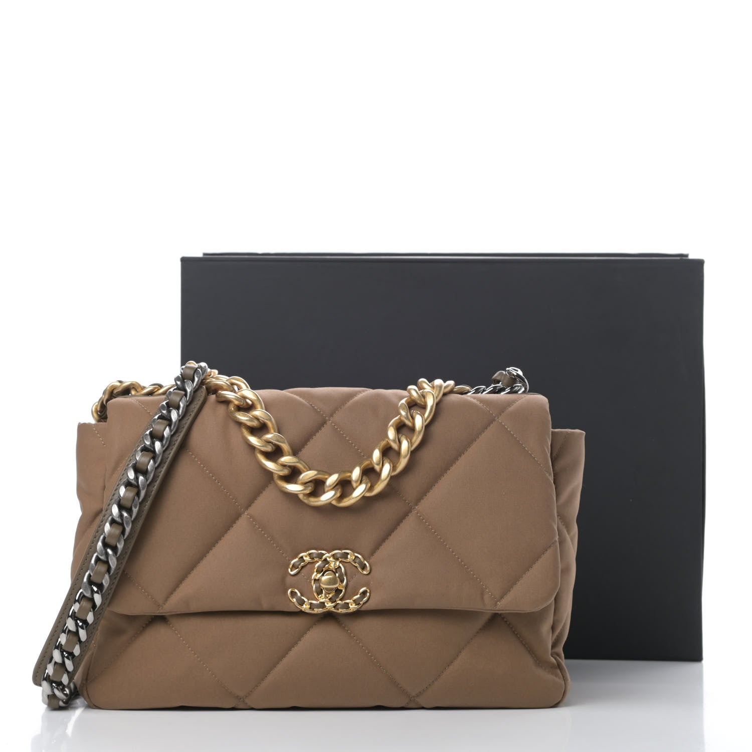 Chanel Canvas Quilted Large Chanel 19 Flap Bronze 11 of 11