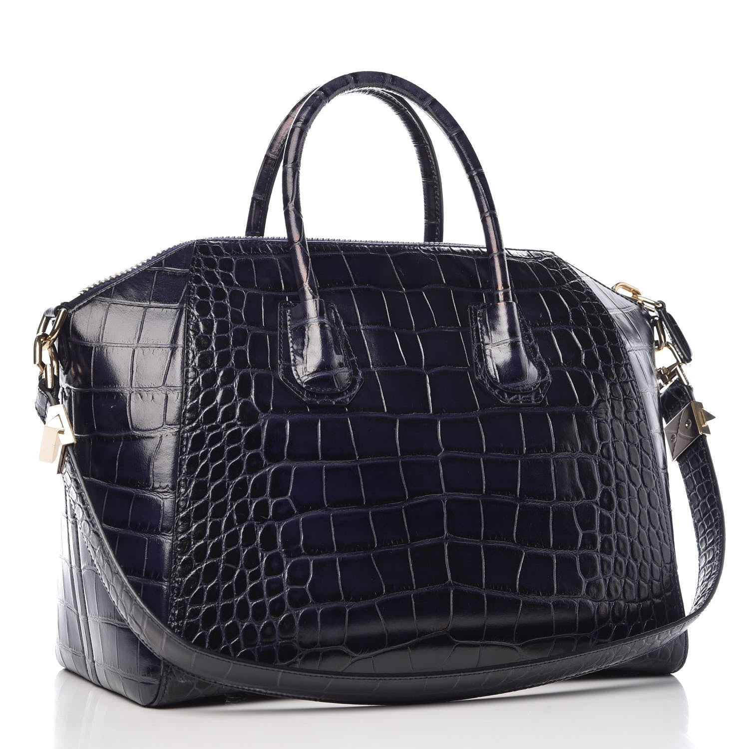 Givenchy Calfskin Crocodile Embossed Medium Antigona Dark Blue 3 of 7