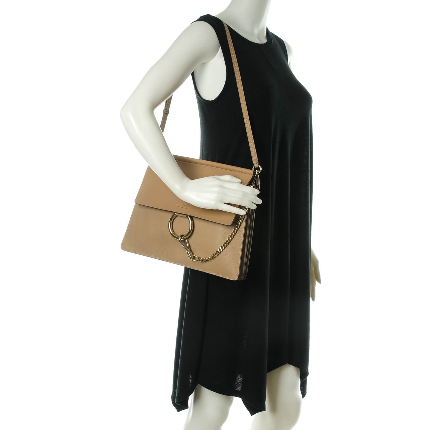 Calfskin Medium Faye Shoulder Bag Desert Beige