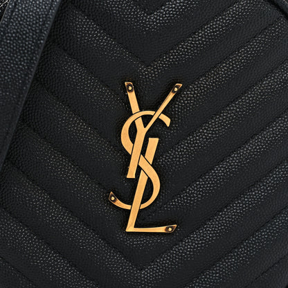 Saint Laurent Grain De Poudre Matelasse Chevron Quilted Round Vinyle Camera Bag Black 8 of 11