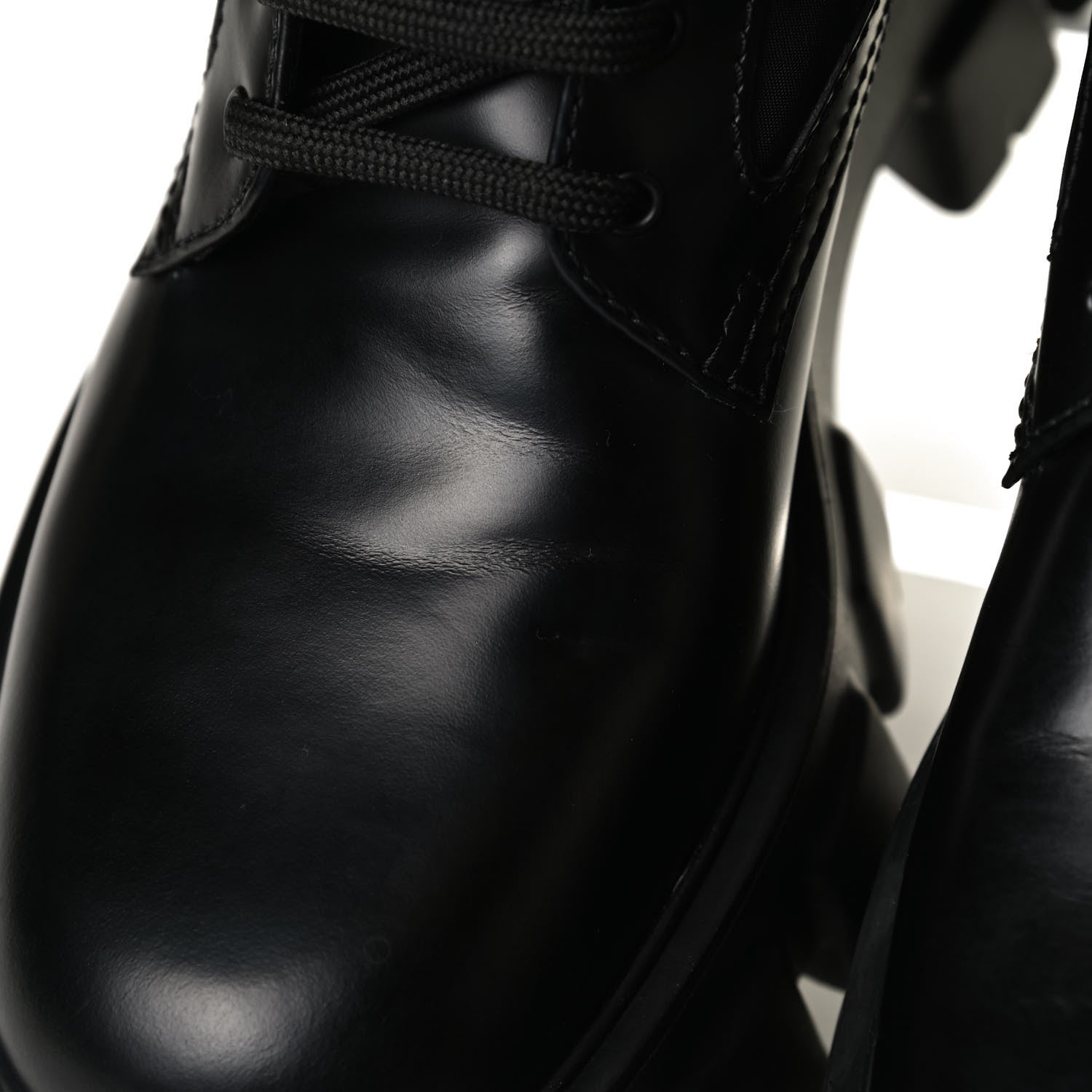 Prada Spazzolato Rois Nylon Metal Triangle Logo Monolith Pouch Pocket 55mm Boots 38 Black 10 of 14
