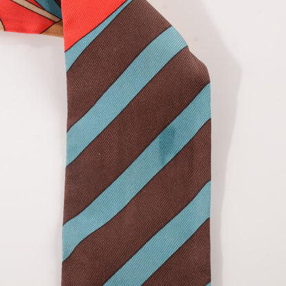 Hermes Silk Coaching Twilly Bleu Klein Turquoise Rouge 6 of 6