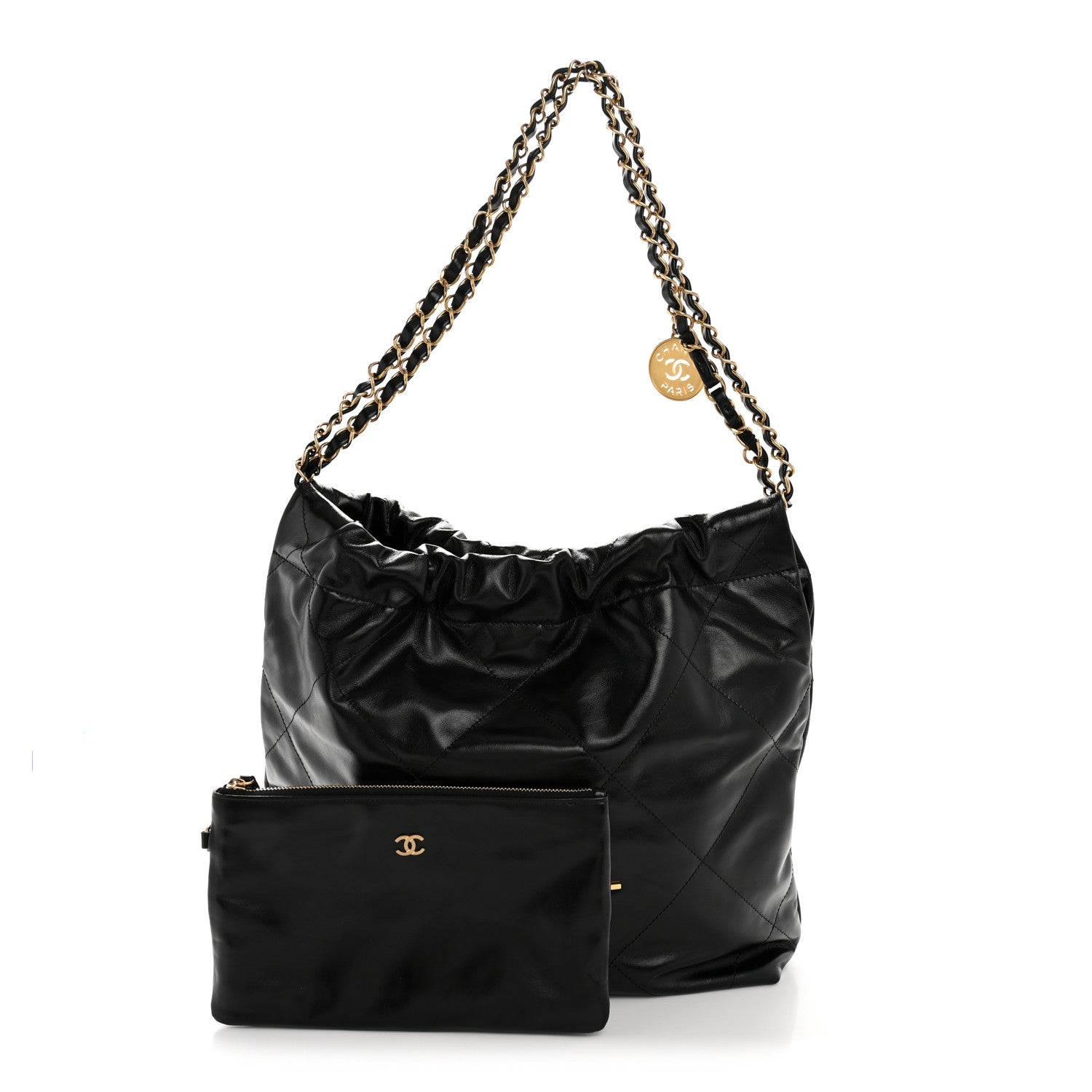 Chanel Shiny Calfskin Quilted Small Chanel 22 Black 3 of 12